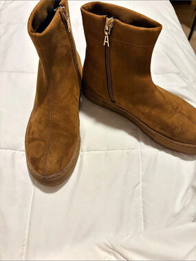 Aerosoles Brown Ankle Boots Gold-Tone Zipper